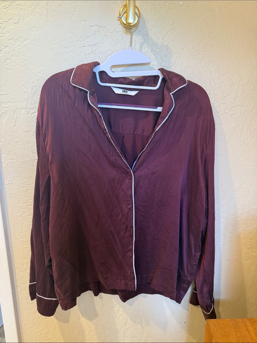 lunya Plum silk pajama set with matching shorts
